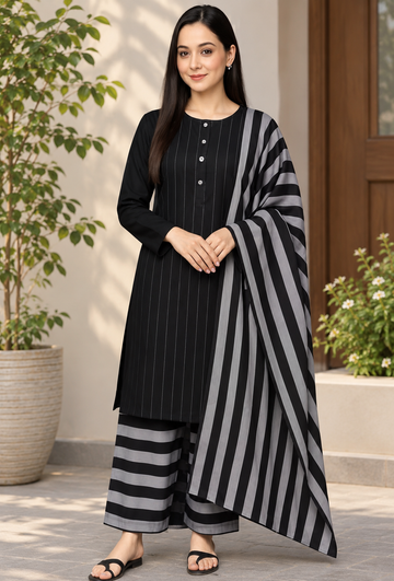 3pc Multani Susi Khaadi (Black)