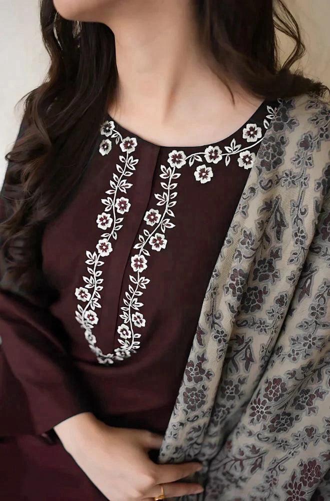 LAWN 3PC EMBROIDERED 009