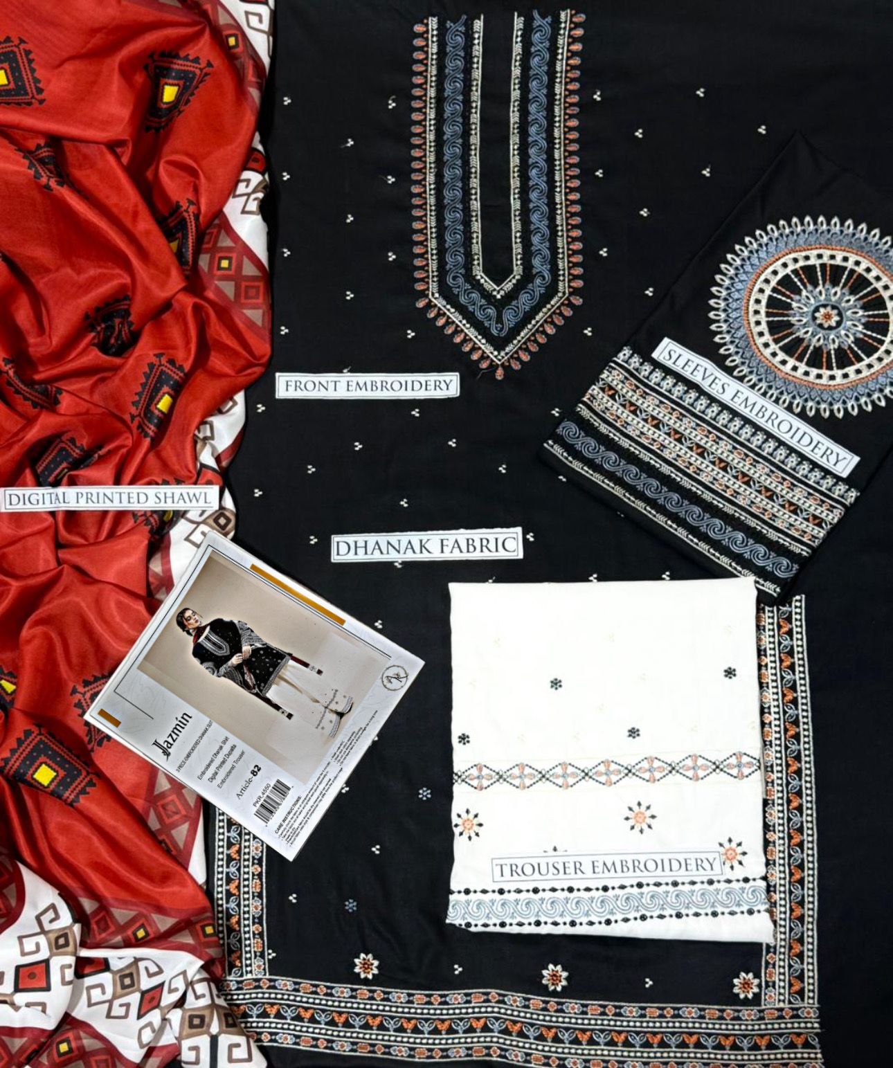 🌸 WINTER'S COLLECTION 🌸  🟥 BRAND NAME : JAZMIN 🟨 CATEGORY : DHANAK 3PC Embroidered 002