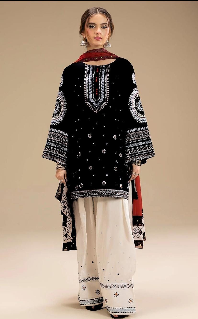 🌸 WINTER'S COLLECTION 🌸  🟥 BRAND NAME : JAZMIN 🟨 CATEGORY : DHANAK 3PC Embroidered 002