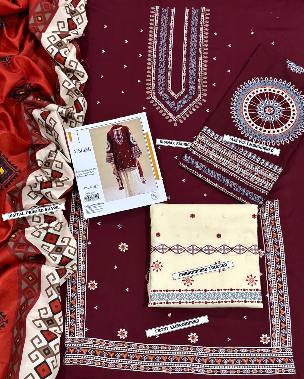 🌸 WINTER'S COLLECTION 🌸  🟥 BRAND NAME : JAZMIN 🟨 CATEGORY : DHANAK 3PC Embroidered