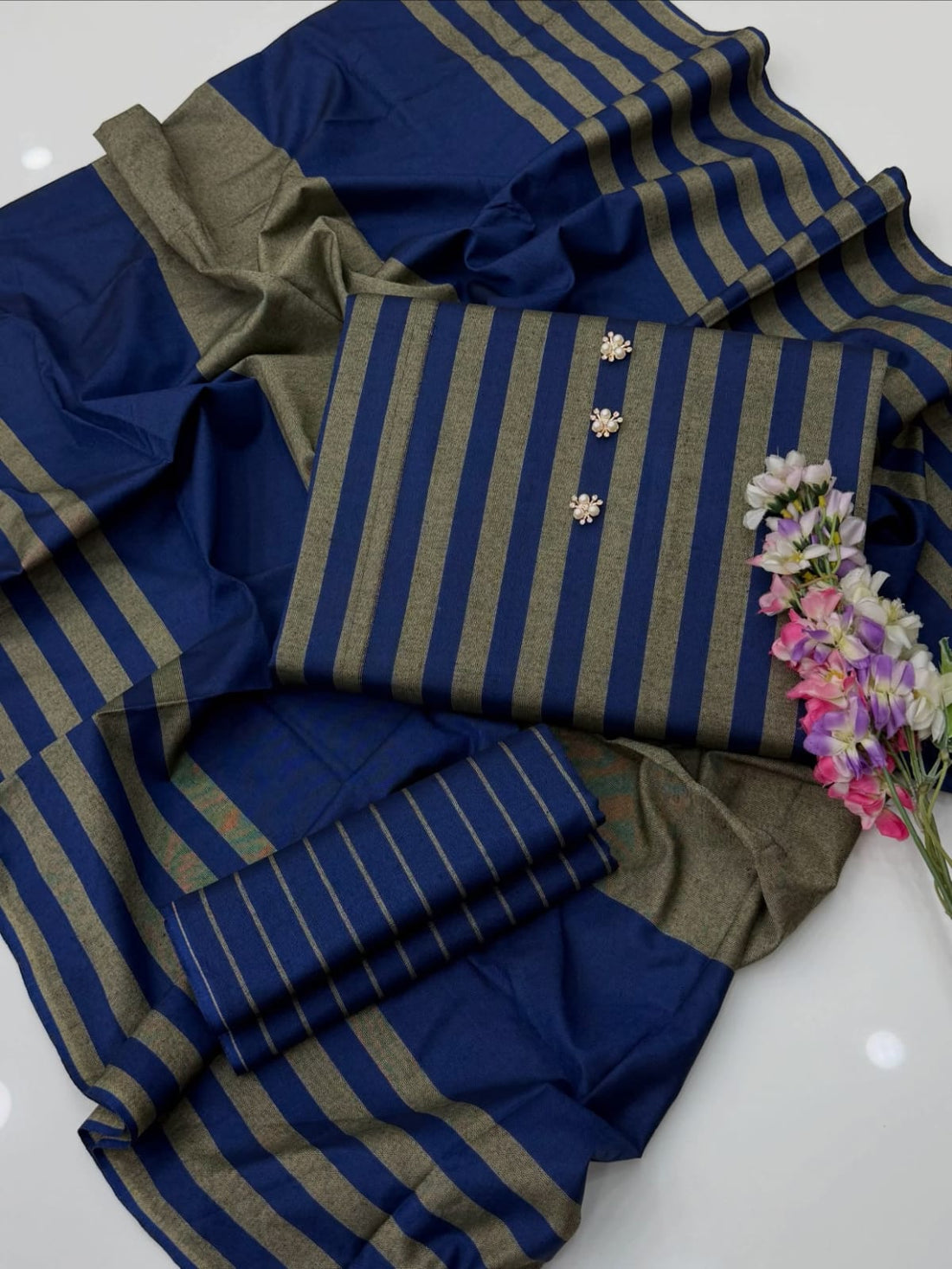 3pc Multani Susi Khaadi (Blue golden)