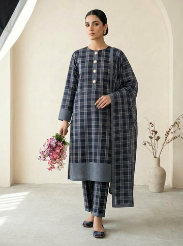 3pc Multani Susi Khaadi (Black Chek)